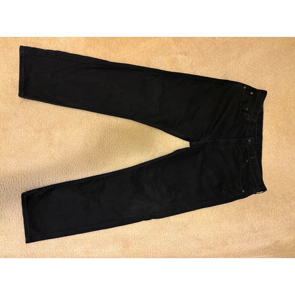 Levis 505 Regular Fit Mens Jeans Black Denim Straight Leg W40 L32 WaterLess